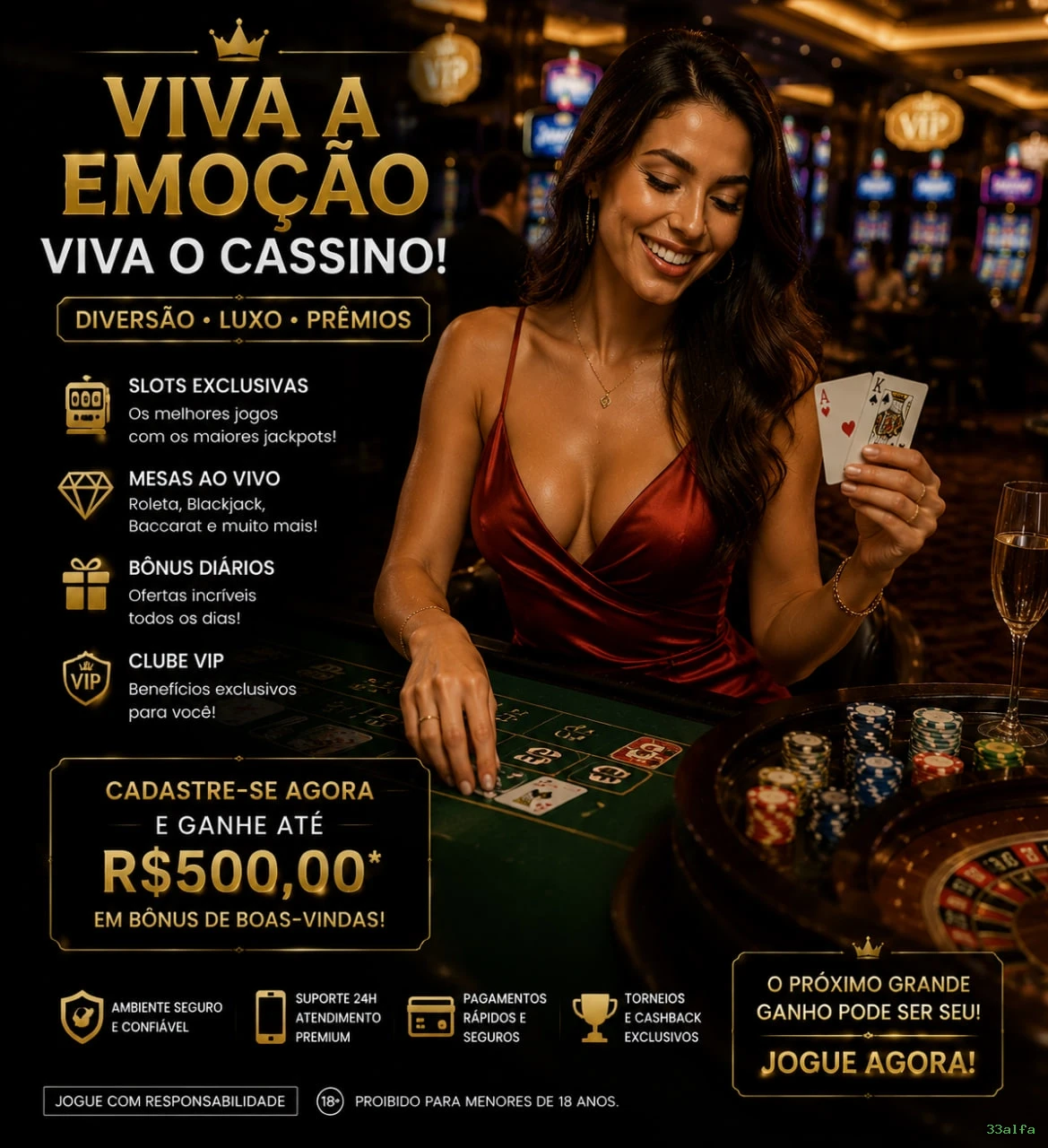 Conta 33alfa sincronizada site e app